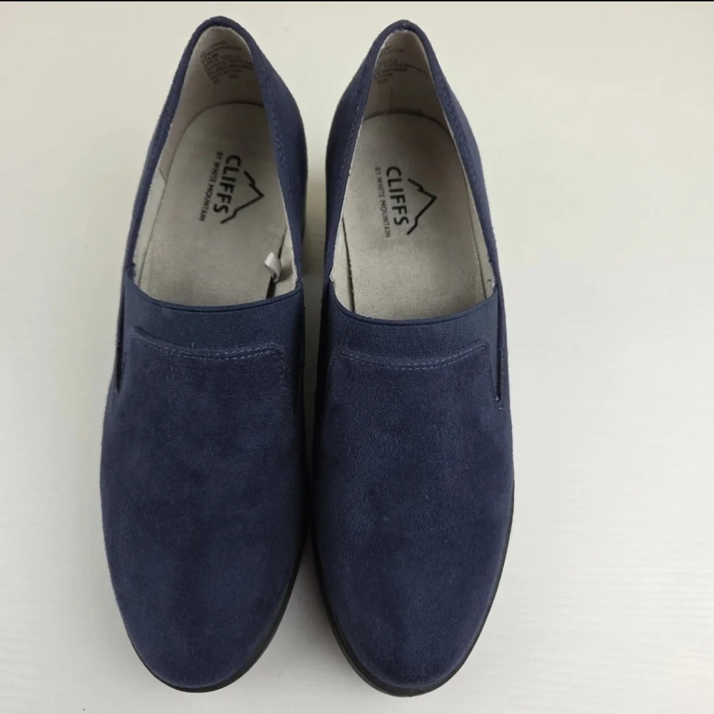 Cliffs by White Mountain‎ Hunton Block Heel Loafer Pump Navy Suedette 7.5W